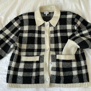 Black and white checkered wool sweater size small